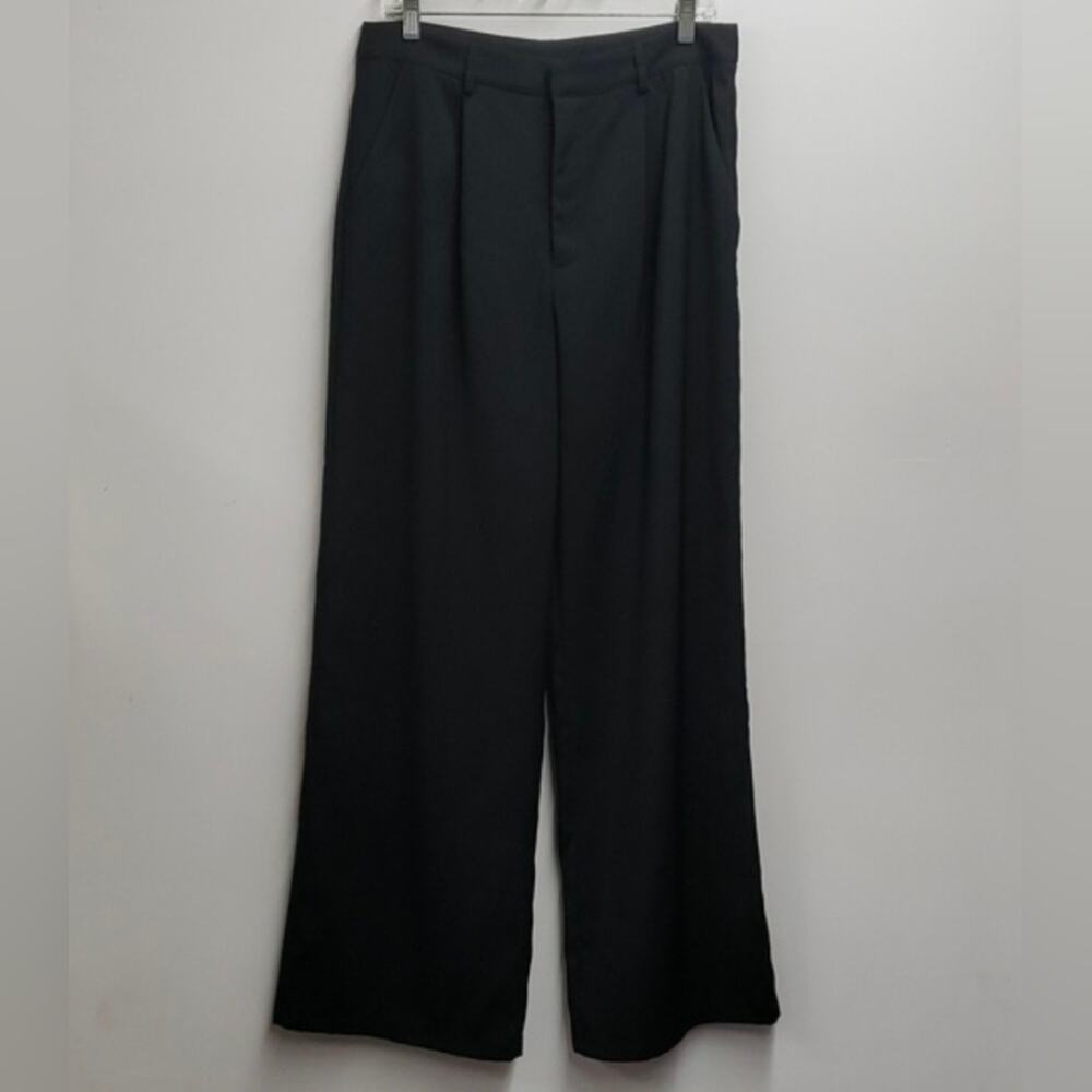 Cider Pleated Wide Leg Trousers Women's Size XL Black Careerwear Office